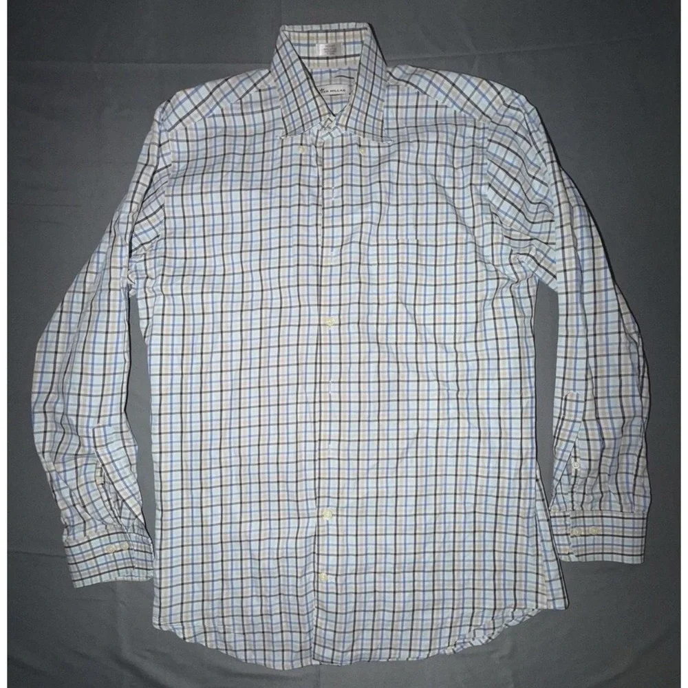 Peter Millar Shirt Mens Medium Multicolor Plaid Cotton Long Sleeve Button Up‎